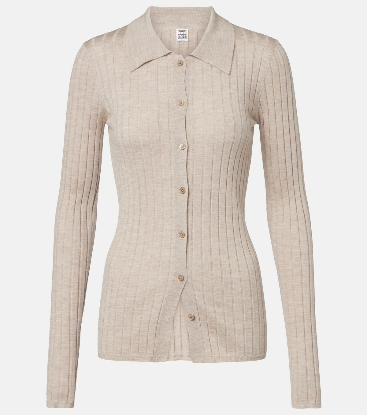 Toteme Ribbed-knit cashmere and silk cardigan
