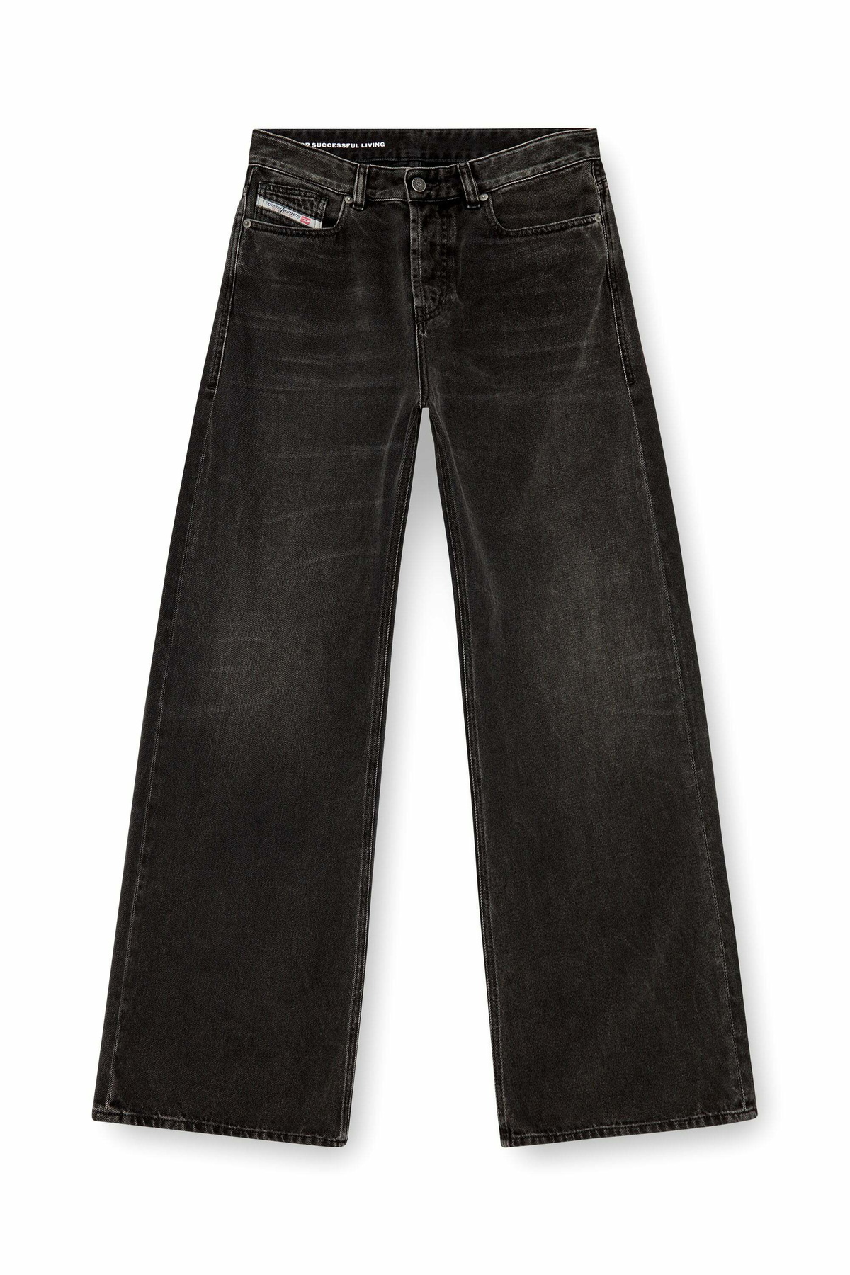 Diesel Relaxed Jeans Low Waist 1996 D-Sire, Black/Dark grey, Button fly