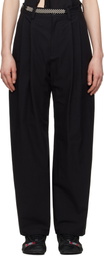 HYEIN SEO Black Wide Beaded Belt Trousers