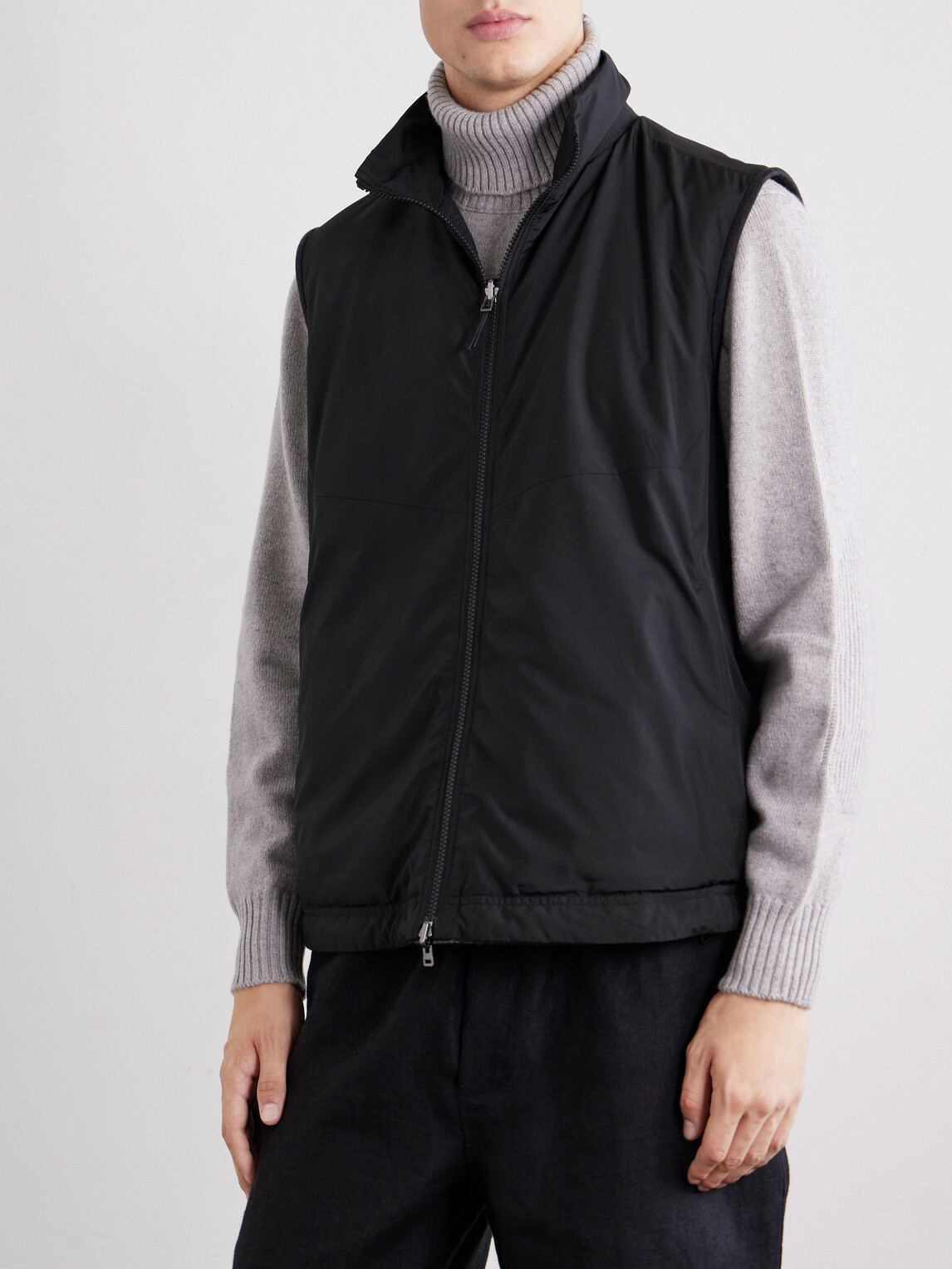 SEASE - Explorer Reversible Padded Wool-Blend Jersey and Micro-Ripstop Gilet - Gray