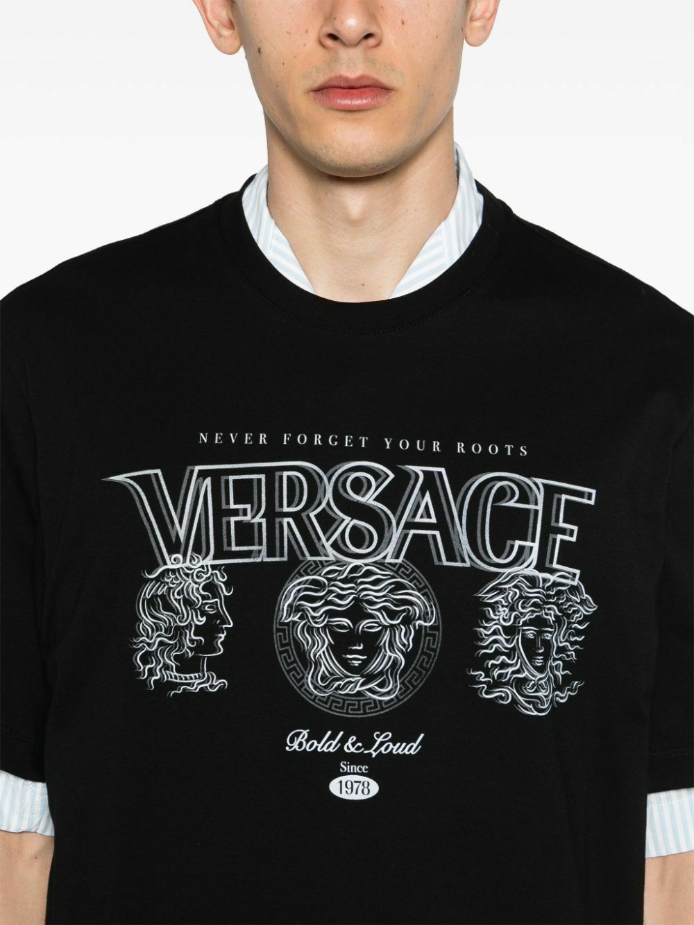 Versace Black Logo-Print Cotton T-Shirt Versace