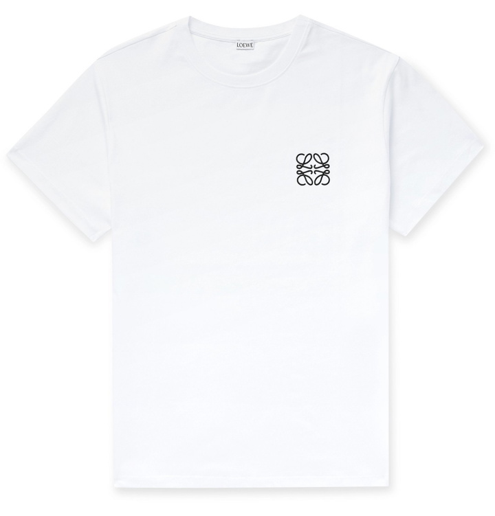 Photo: Loewe - Logo-Embroidered Cotton-Jersey T-Shirt - White