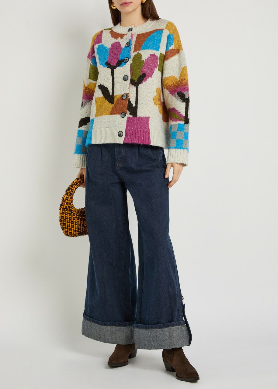 Free People Tulip Whirl Cotton-blend Cardigan Multicoloured