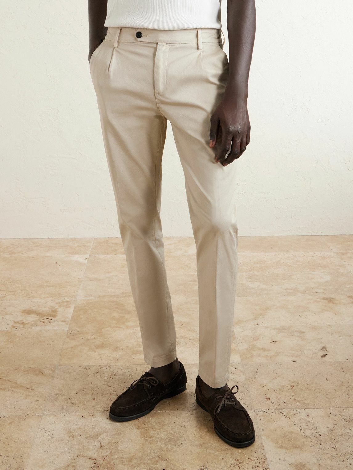 Eleventy - Slim-Fit Stretch Cotton-Twill Chinos - Neutrals