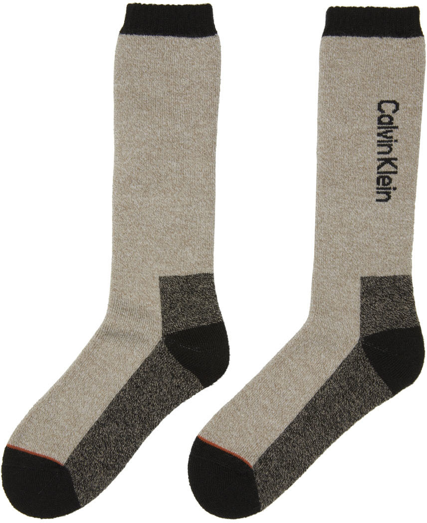 Heron Preston for Calvin Klein Two-Pack Grey Season 2 Wool Crew Socks