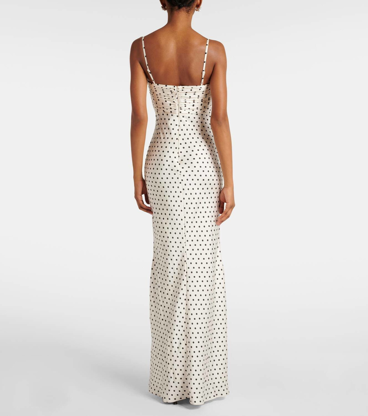 Self-Portrait Floral-appliqu polka-dot satin maxi dress Self-Portrait