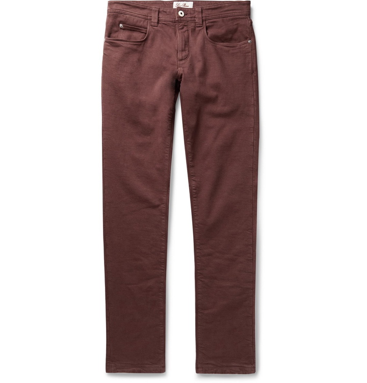 Photo: Loro Piana - Slim-Fit Rain System Denim Jeans - Burgundy