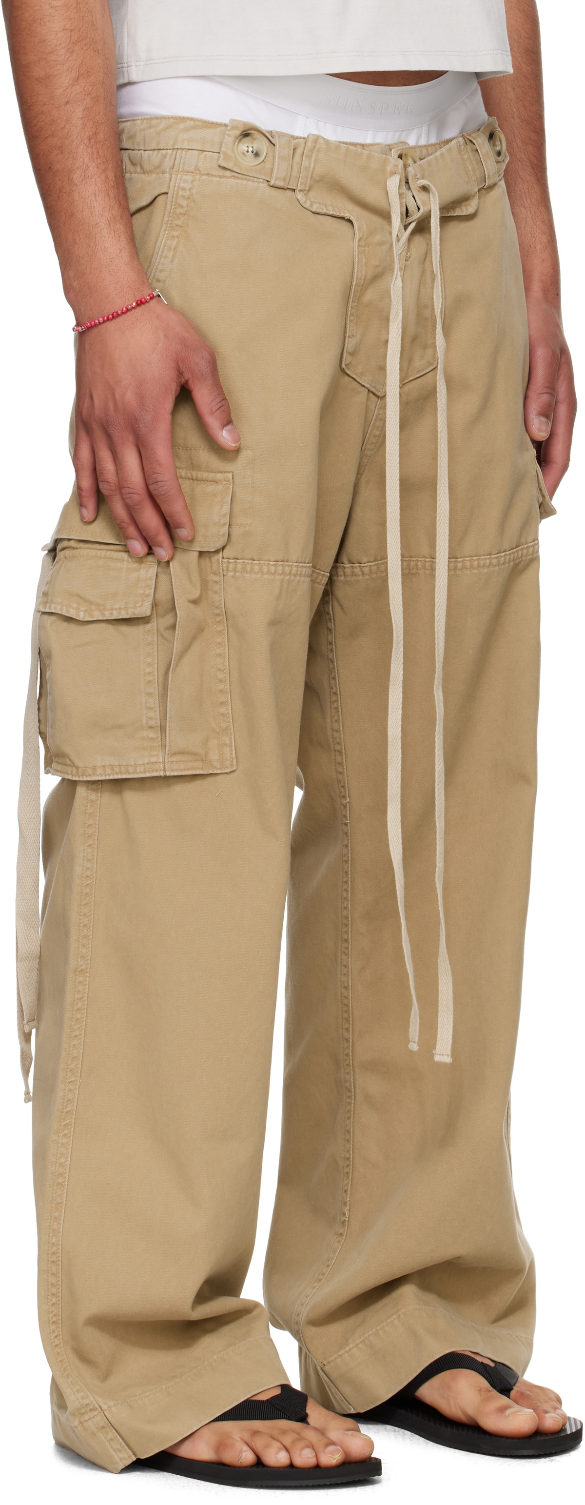 Raimundo Langlois Tan Double Fly Cargo Pants