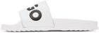 Hugo White Logo Strap Pool Slides