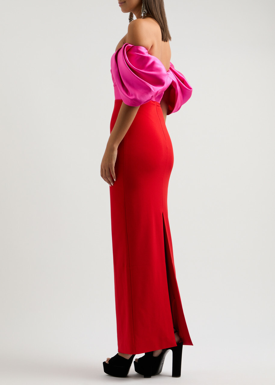 open lace back dress Stunning Cowl Neck Red Maxi Dress main image 1