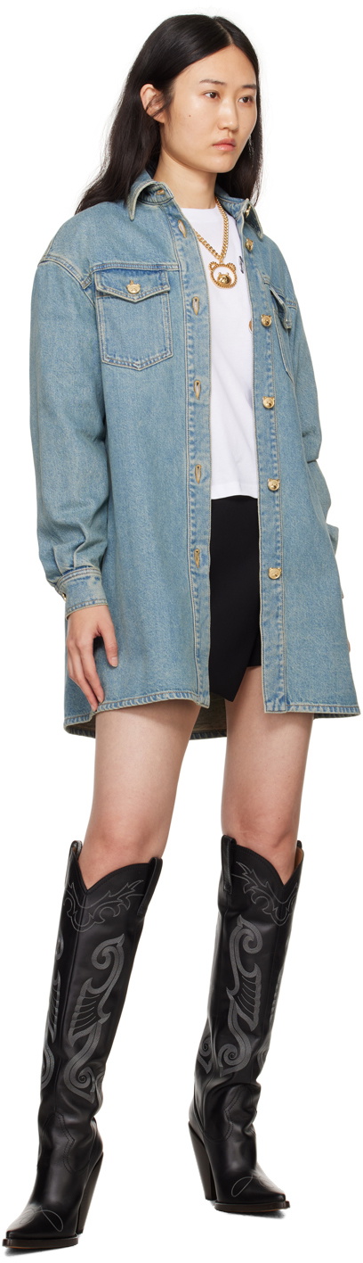 Moschino Blue Teddy Bear Denim Shirt