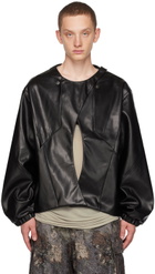 Uncertain Factor Black Frame Faux-Leather Jacket