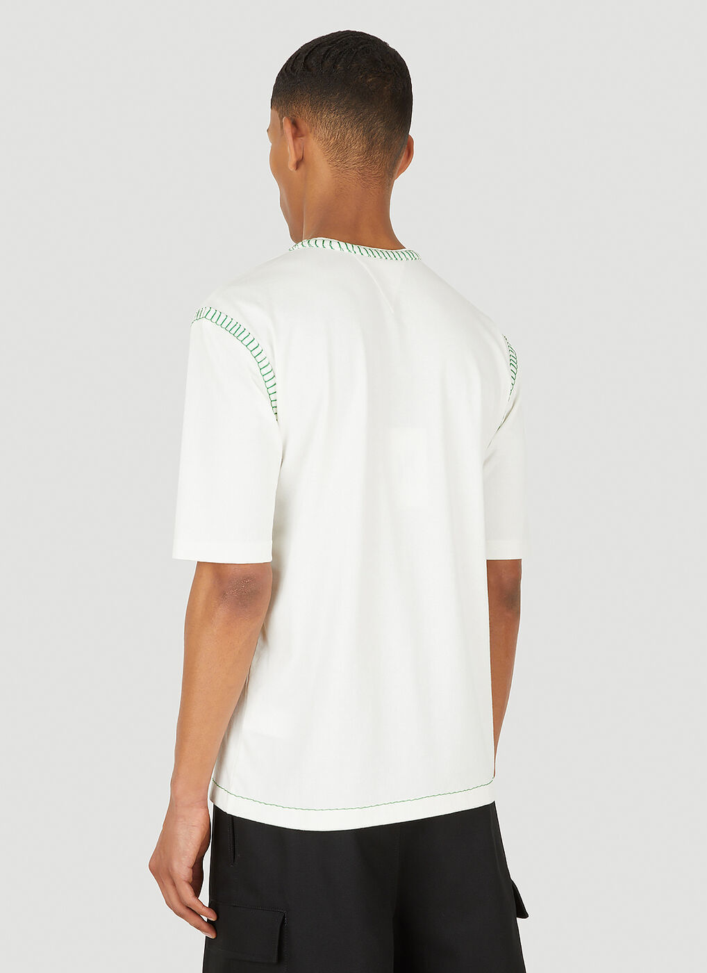 Contrast Stitch T-Shirt in White Bottega Veneta