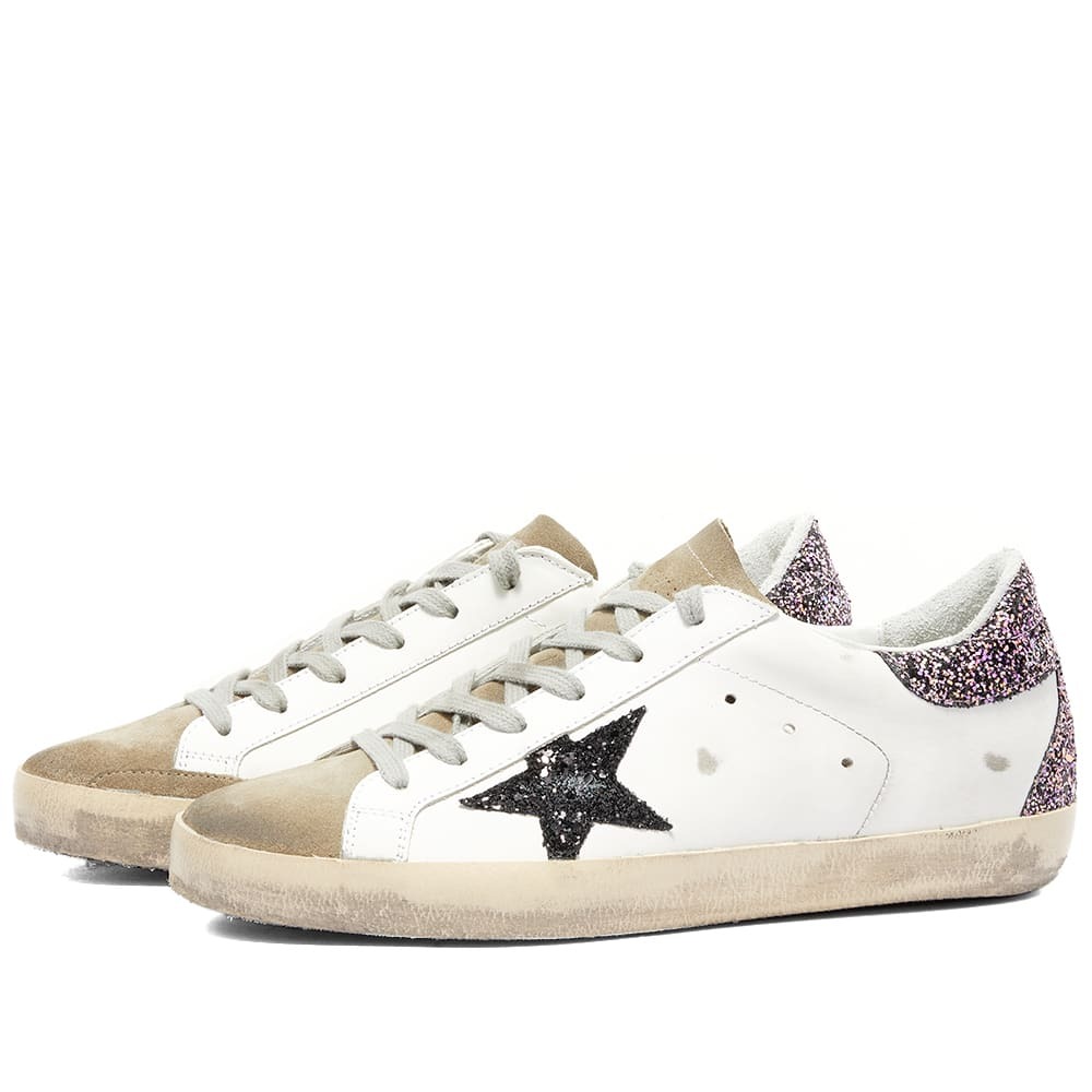 Golden Goose Women's Super-Star Leather Sneakers in White/Taupe/Fuxia ...