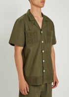 Che Inigo Crochet-trim Cotton and Linen-blend Shirt Dark Green