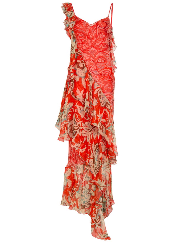 Photo: Etro Floral Print Ruffled Silk Maxi Dress Multicoloured