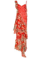 Etro Floral Print Ruffled Silk Maxi Dress Multicoloured