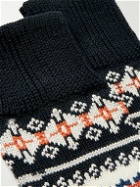 Corgi - Striped Merino Wool and Cotton-Blend Socks - Blue