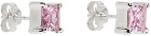 Hatton Labs Silver & Pink Princess Cut Stud Earrings