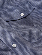 TURNBULL & ASSER - Button-Down Collar Striped Linen Shirt - Blue