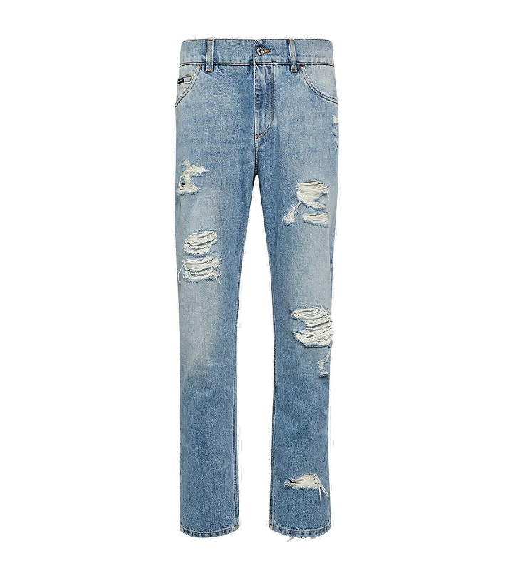Photo: Dolce&Gabbana Distressed mid-rise straight jeans