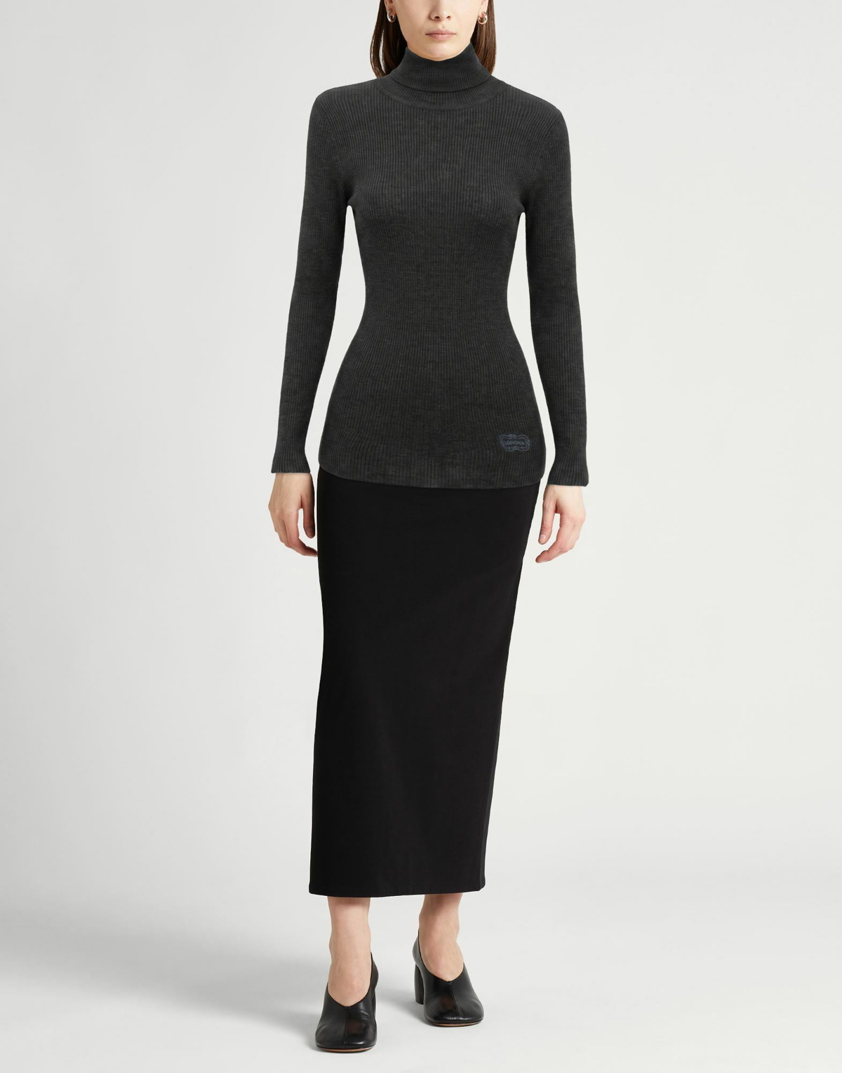 Agnona Womens Turtleneck Charcoal