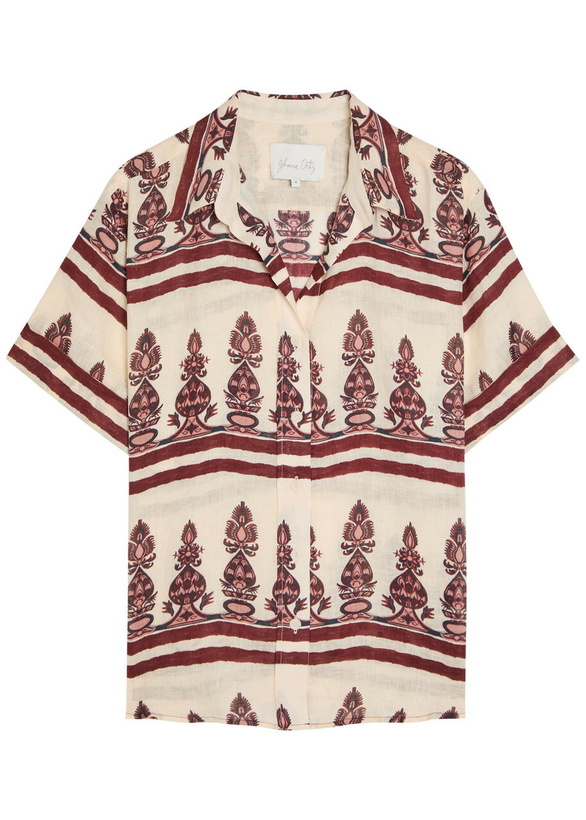 Photo: Johanna Ortiz La Creciente Printed Linen Shirt Ecru