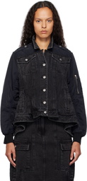 3.1 Phillip Lim Black Hybrid Flight Denim Jacket
