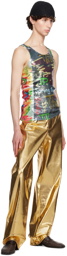 Theophilio SSENSE Exclusive Gold Metallic Coated Jeans