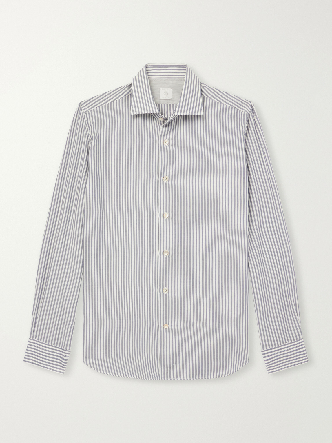 Eleventy - Striped Lyocell and Cotton-Blend Shirt - Gray
