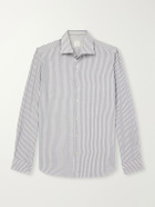 Eleventy - Striped Lyocell and Cotton-Blend Shirt - Gray