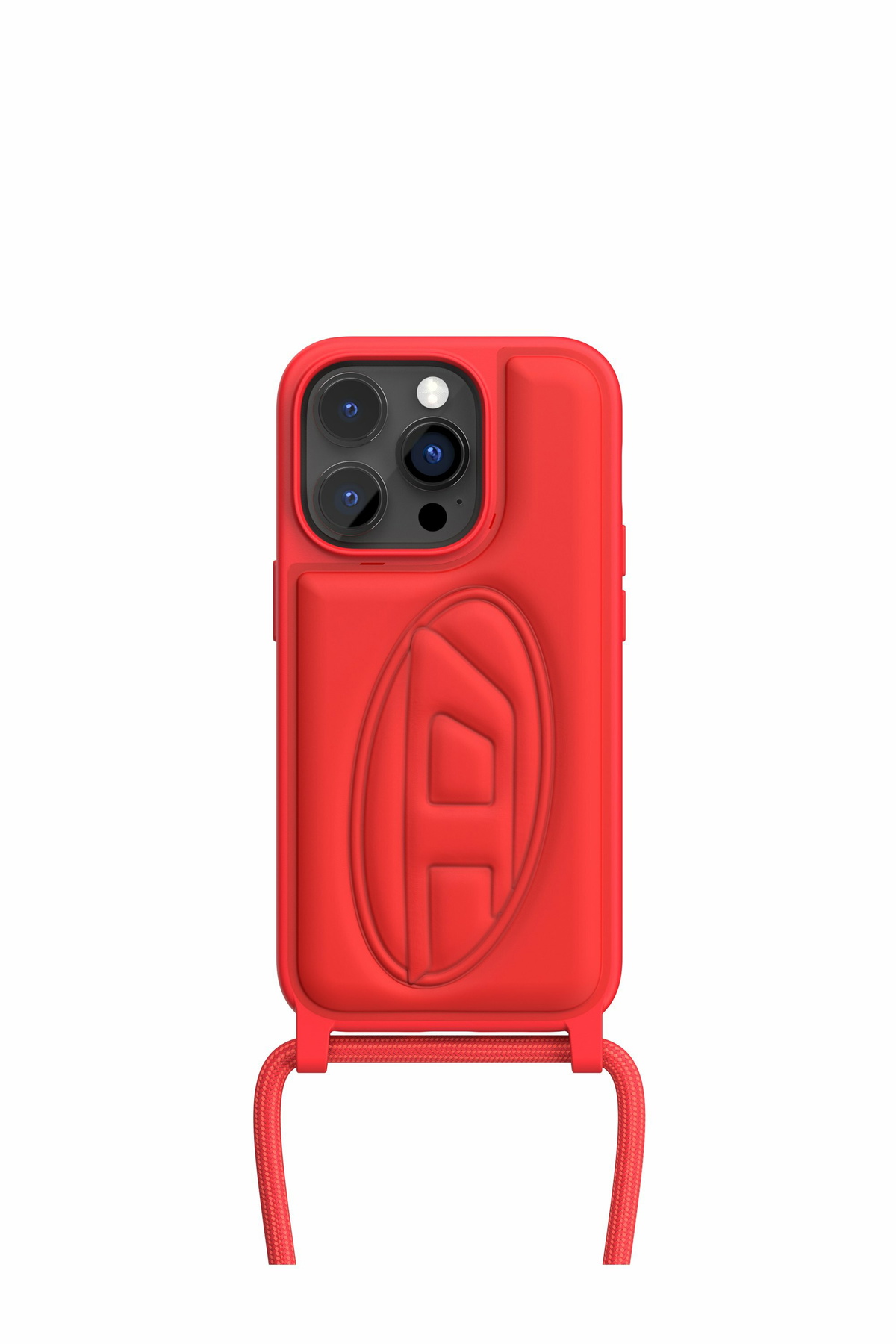 Diesel Necklace case oval D for i Phone 14 Pro - Phone cases with lanyard - Unisex - Red