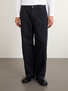 A.PRESSE - Vintage Wide-Leg Cotton, Hemp and Silk-Blend Canvas Trousers - Black