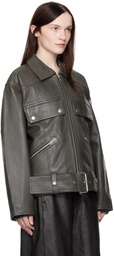 Stand Studio Gray Yara Leather Jacket
