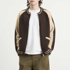 FrizmWORKS Men's Wool Varsity Zip Cardigan in Brown