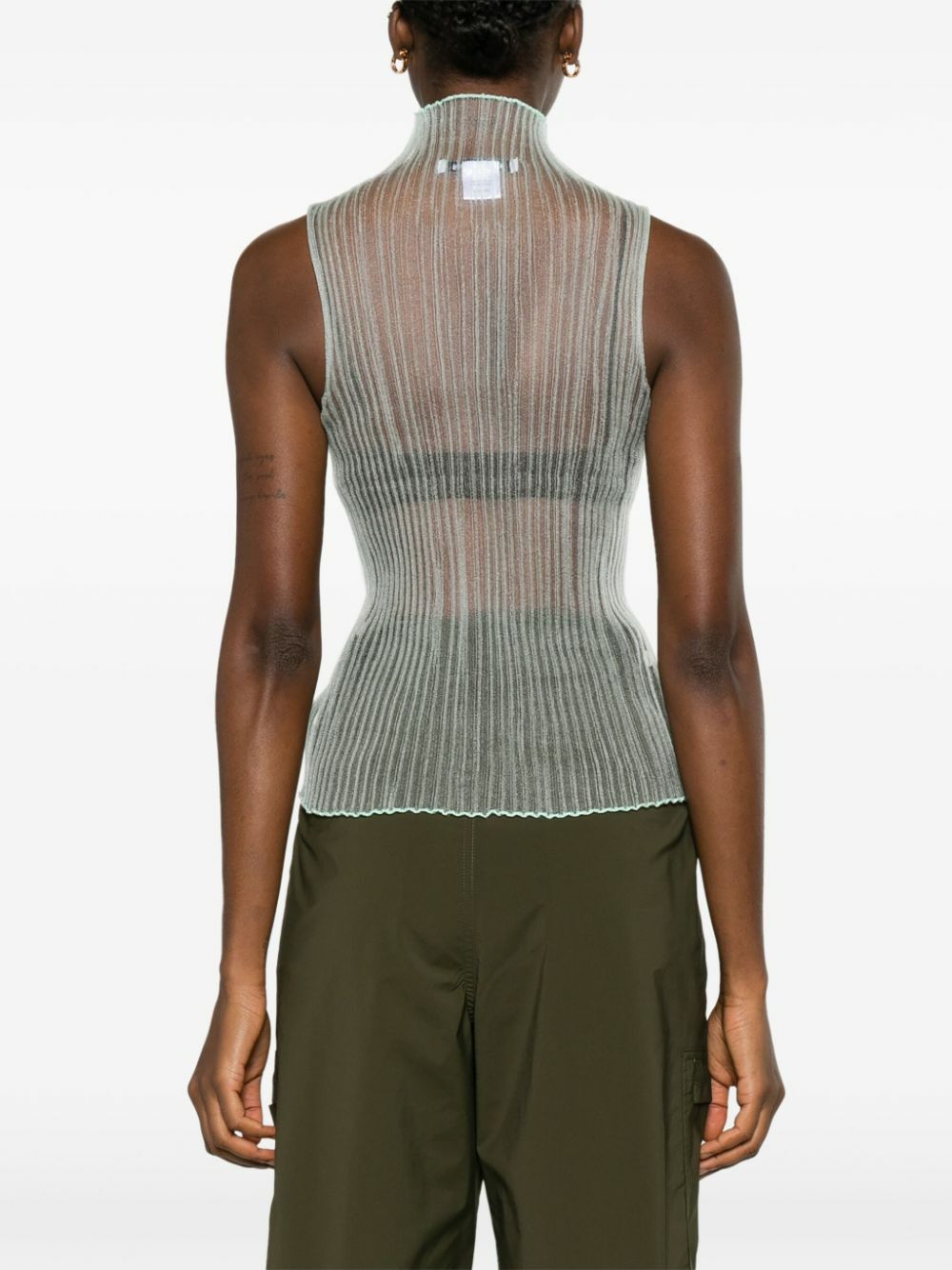 AISLING CAMPS Blue Modern Mist Sheer Sleeveless Vest