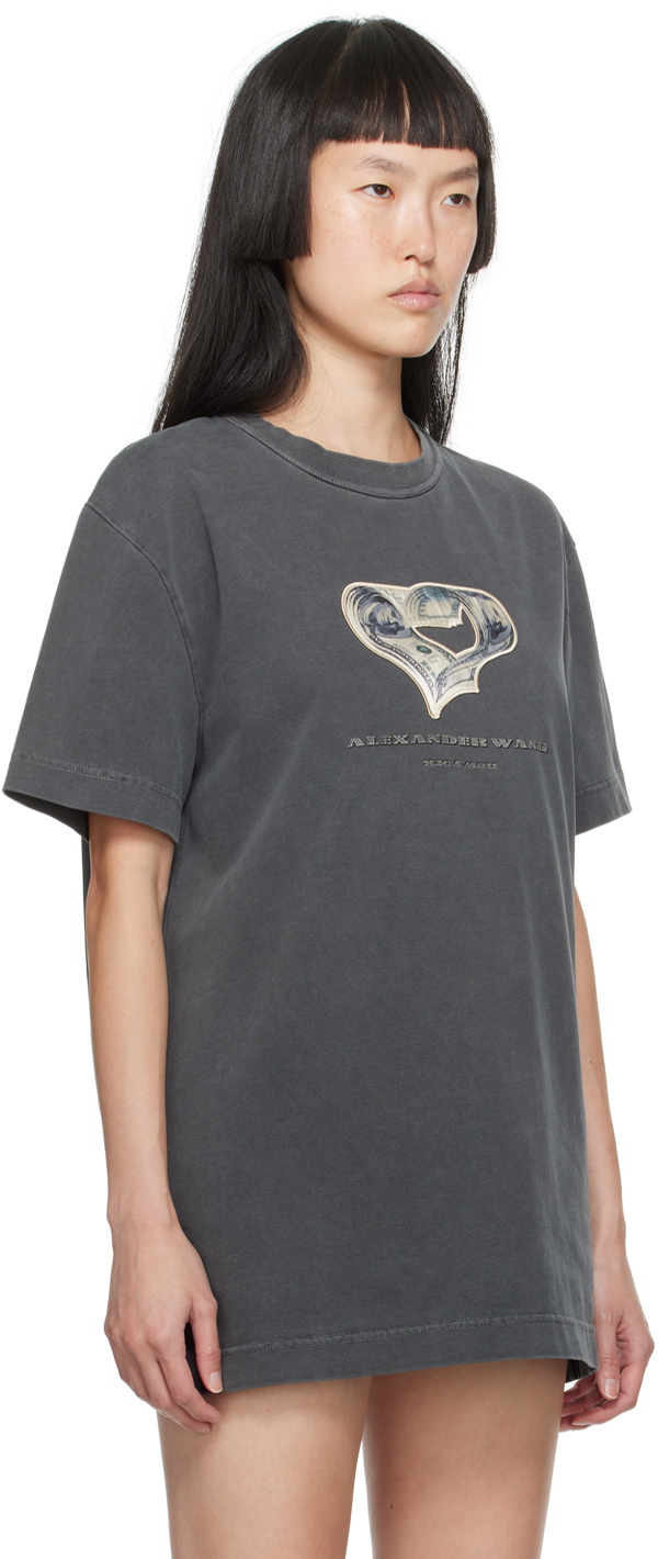 Alexander Wang Gray Money Heart T-Shirt Alexander Wang