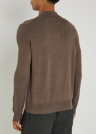 Aurélien Ribbed-knit Wool Polo Shirt Taupe