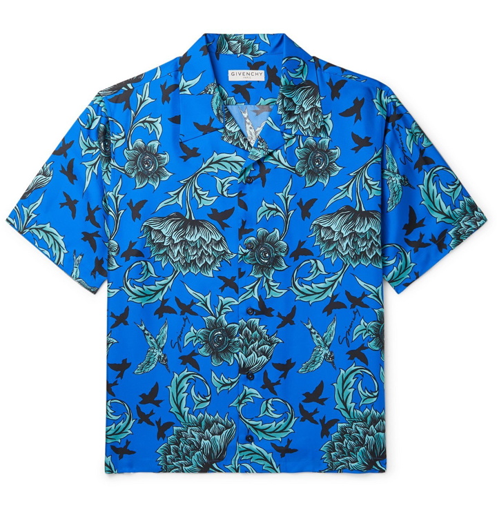 Photo: Givenchy - Camp-Collar Printed Silk Shirt - Blue