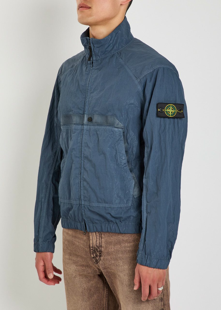 Stone Island Warp Crinkled Nylon Jacket Blue Dark