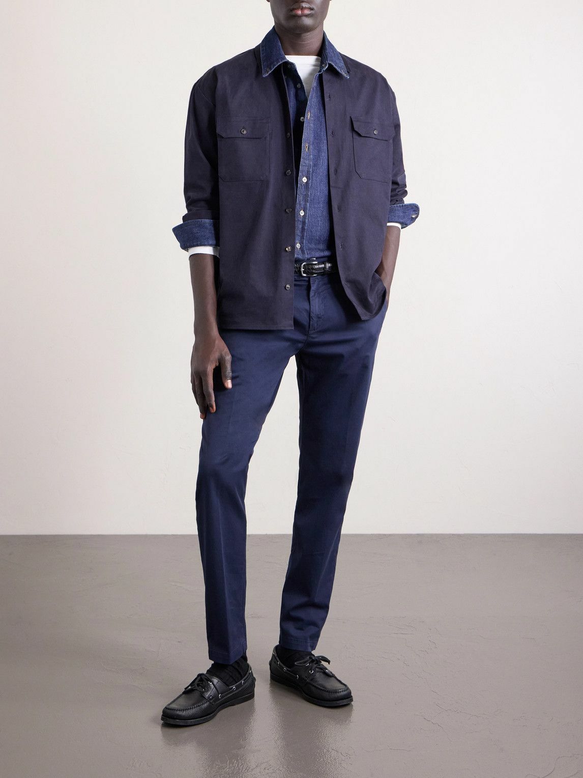 Eleventy - Slim-Fit Cotton-Blend Twill Chinos - Blue