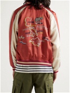 THE REAL MCCOY'S - Suka Embroidered Colour-Block Satin Bomber Jacket - Red
