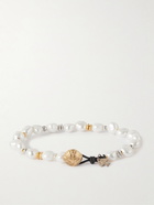 Peyote Bird - White Sands Pearl, Gold-Filled and Silver Bracelet