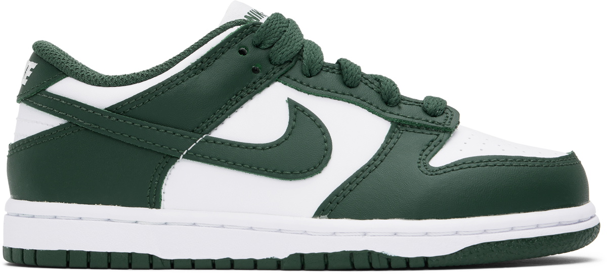 Nike Little Kids Green & White Dunk Low Sneakers Nike display picture 1