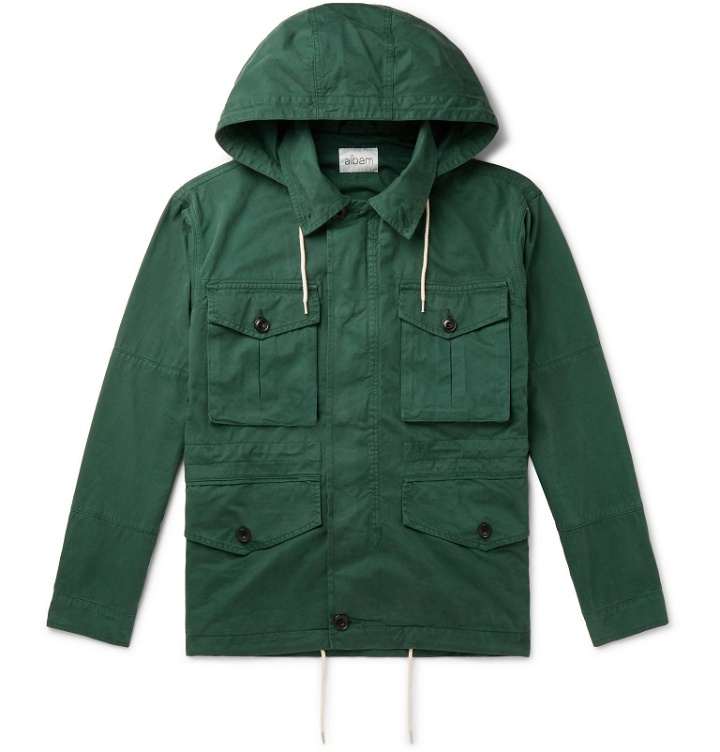 Photo: Albam - Cotton-Gabardine Hooded Field Jacket - Green