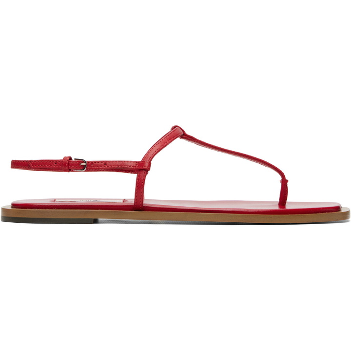Photo: TOTEME Red T-Strap Nappa Sandals