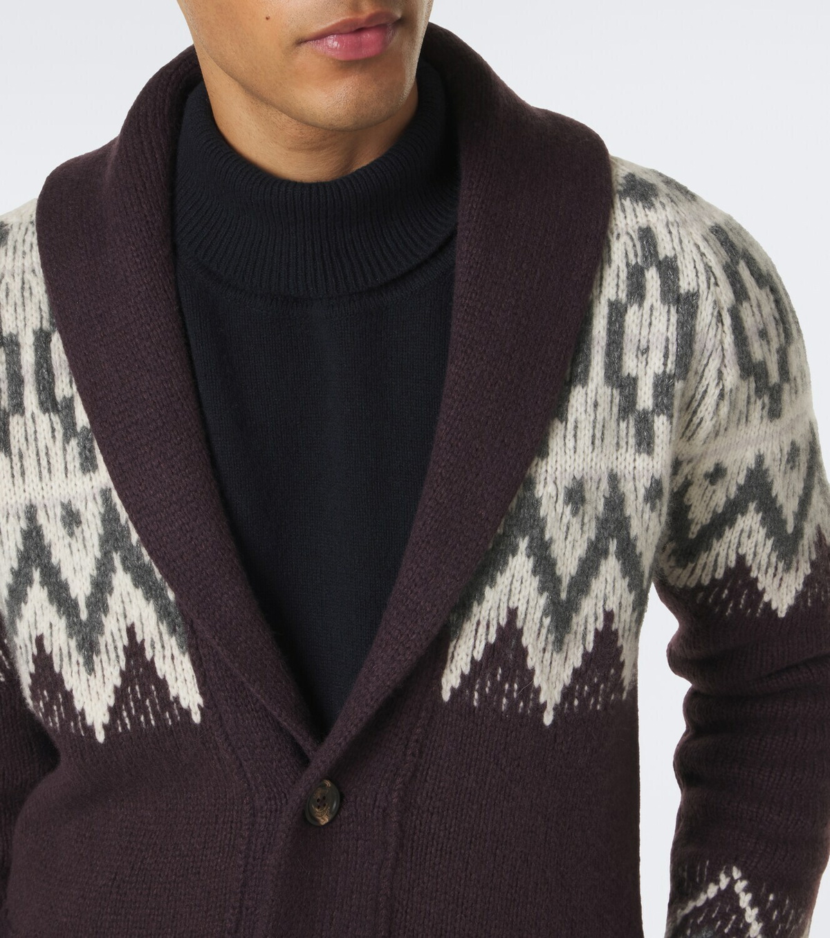 Eleventy Chevron cashmere and silk intarsia cardigan