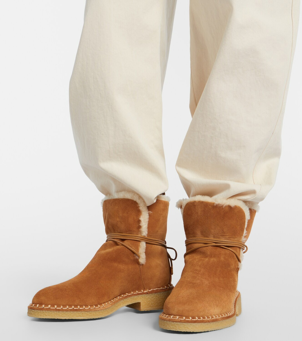 Aquazzura Megeve shearling-trimmed suede ankle boots