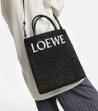 Loewe - Logo leather-trimmed raffia tote bag