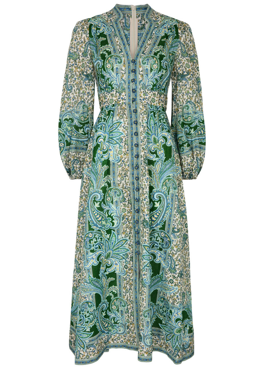 【Zimmermann】アシンメトリー ラップ ミディ ドレス Zimmermann Ottie Printed Linen Maxi Dress Multi Print Zimmermann